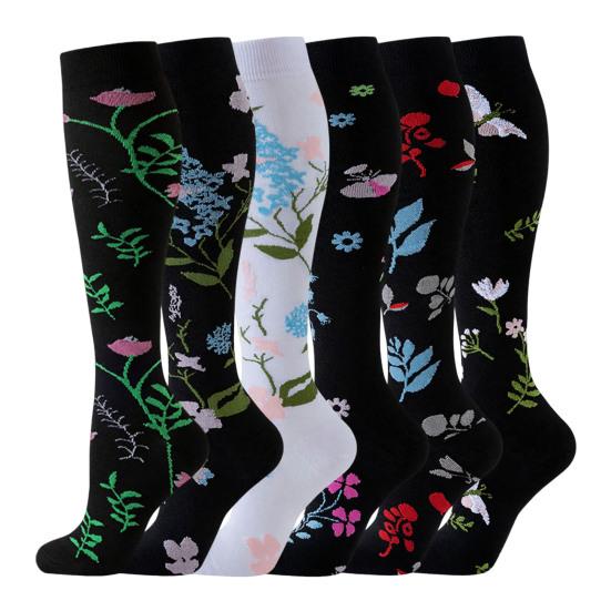 6 Pairs Sport Socks Soft Breathable Non-Slip Compression Socks Functional Support Calf Stockings Exercise Yoga Daily Wear
