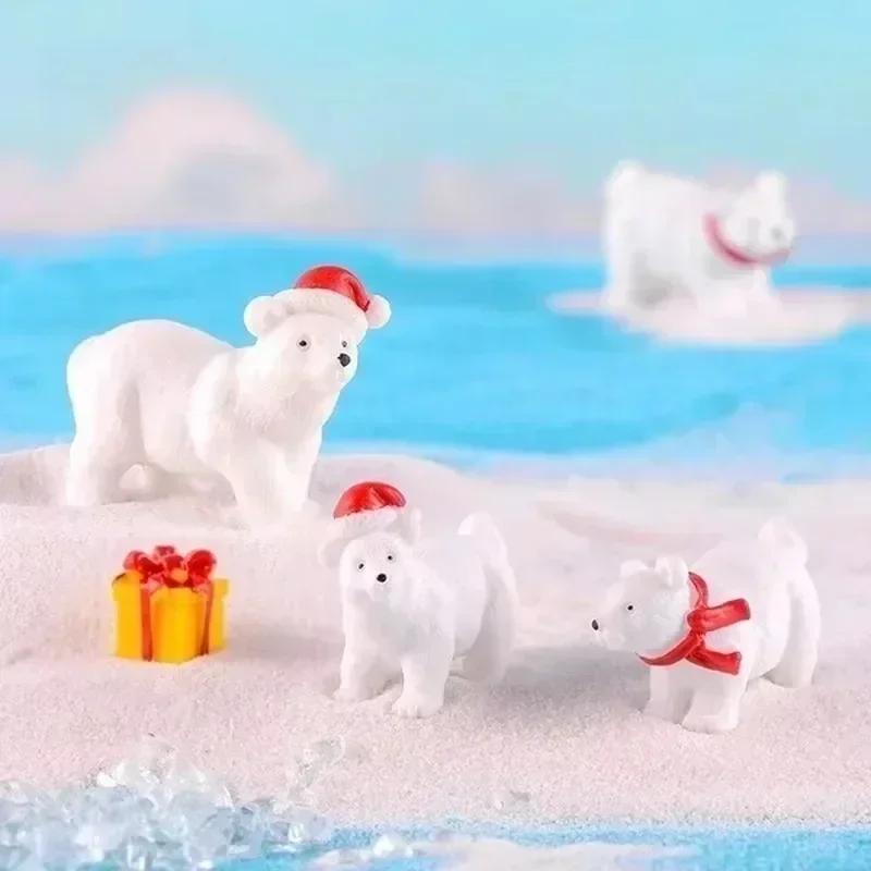 3/1pcs Miniature Christmas Polar Bear Figurines Garden Micro Snow Landscape DIY Accessories Home Decoration Desk Decoration
