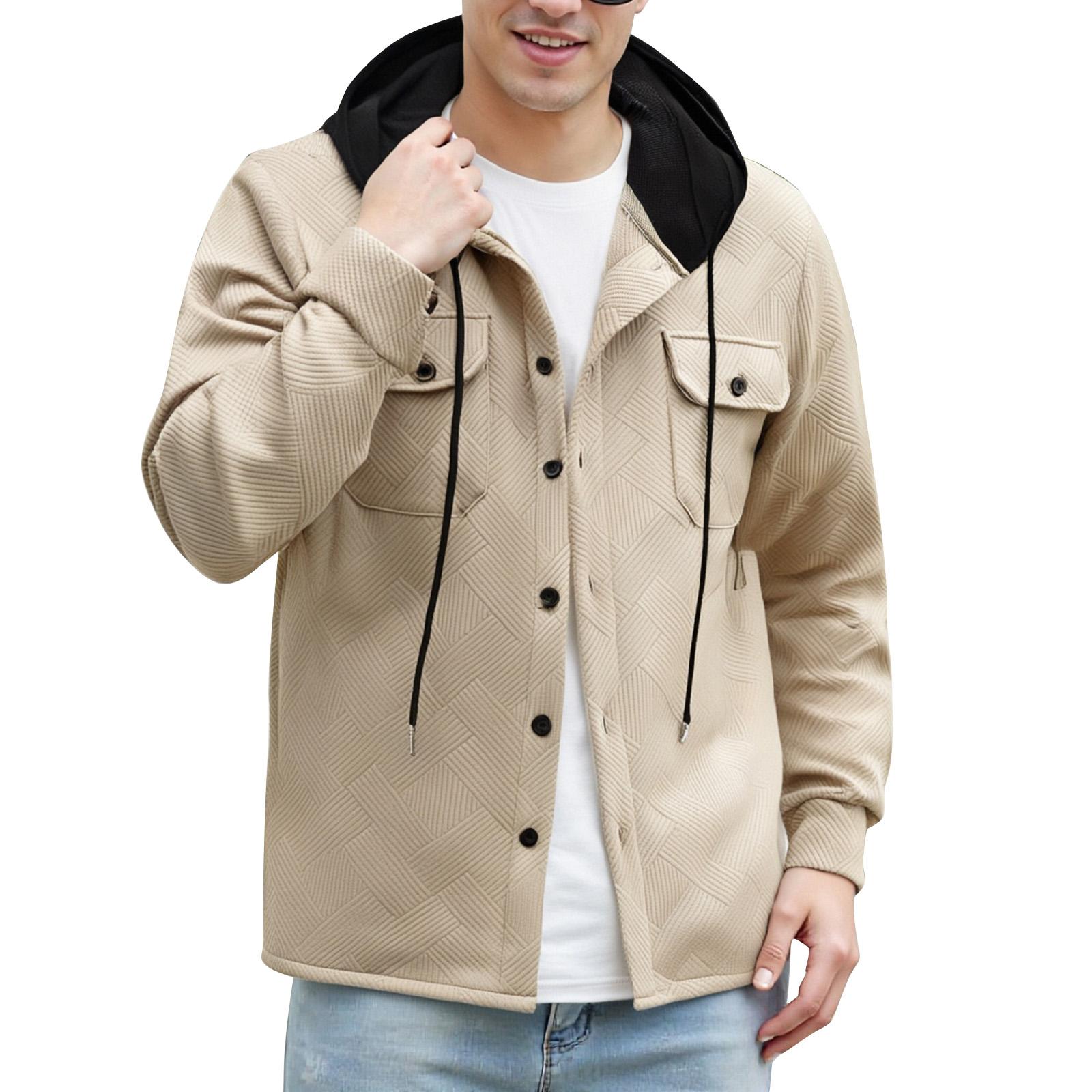 

Мужская однотонная повседневная куртка для работы на открытом воздухе свободного кроя с длинными рукавами и капюшоном XXXL хаки