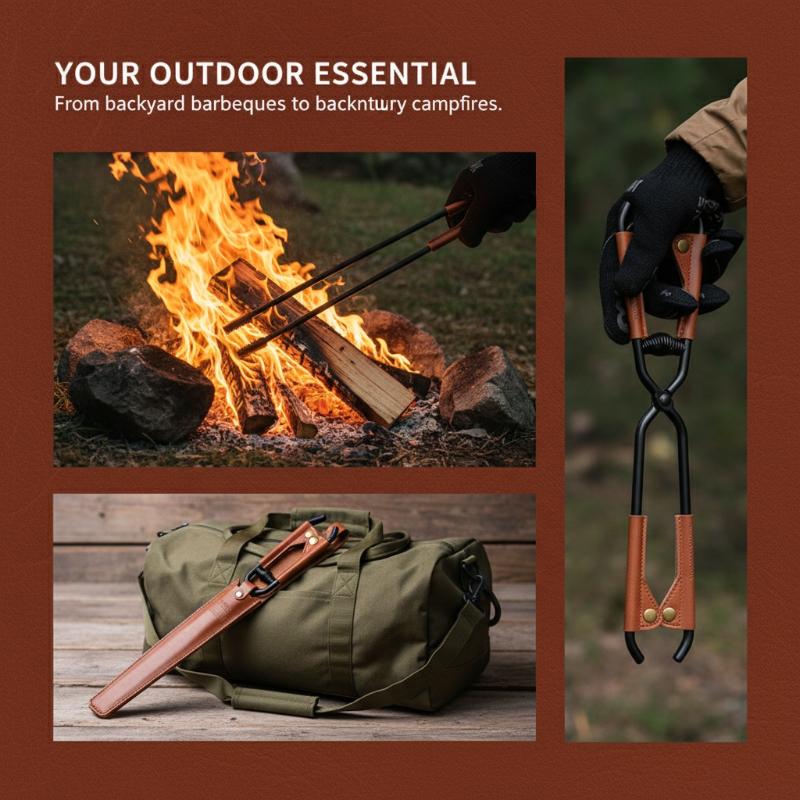 Outdoor Barbecue Charcoal Tongs Portable Picnic Barbecue Long-handled Fire Tongs Heat-resistant Fire-making Tools