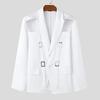 Autumn Men's Fashion Hollow Metal Buckle Performance Suit Solid Color Slim Fit Blazer