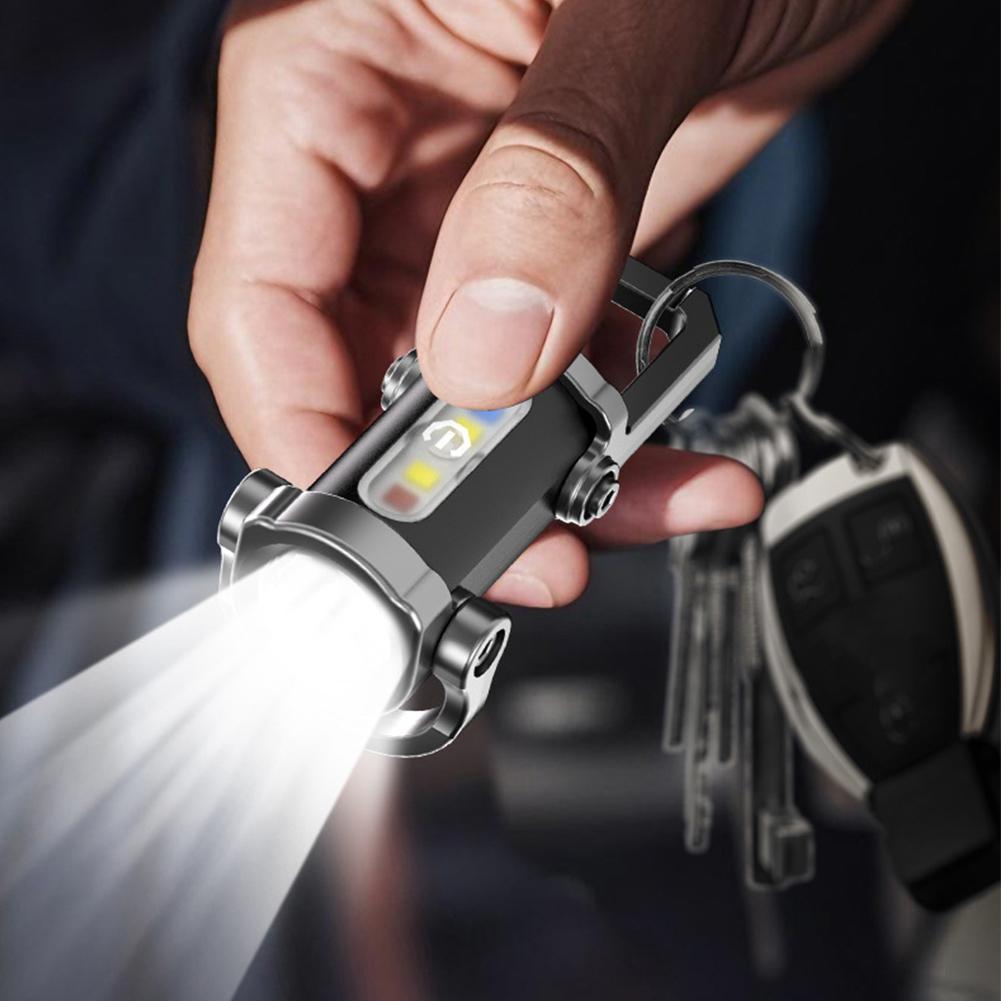 1/2/3PCS Rechargeable Keychain Flashlights 1200mAh Type-C Flashlights Keychain Hanging Keyring Camping Pocket Lamp