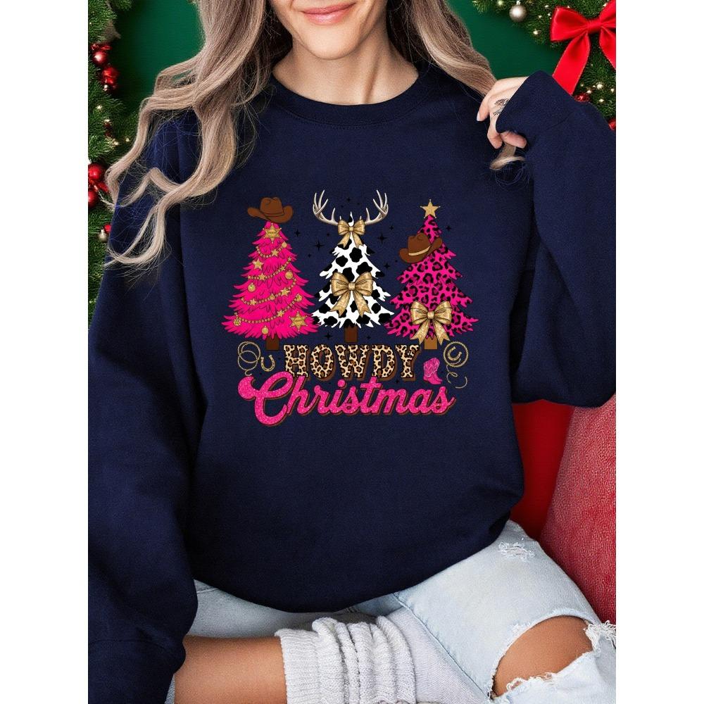 

Привет Рождество Западный Принт Женские Толстовки Повседневные Пуловеры Хип-Хоп С Круглым Вырезом Одежда Зимняя Спортивная Одежда XL