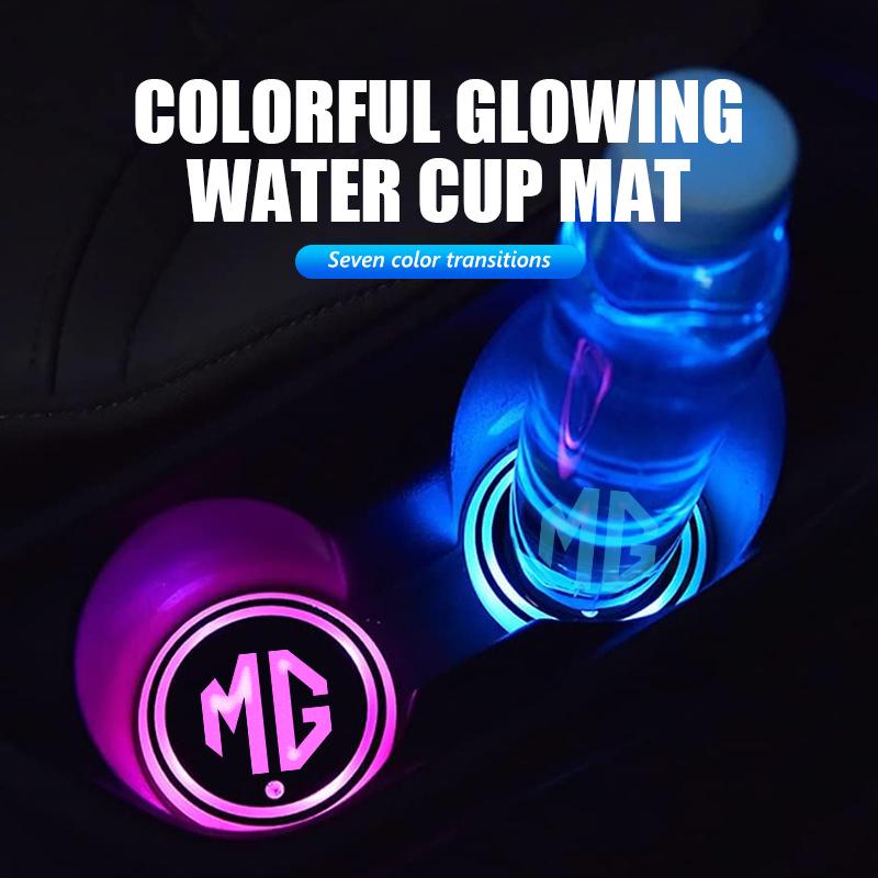 Car Coaster Colorful Atmosphere Light USB Charging Anti-Slip Pad For MG GS Pilot GT 3 6 5 7 HS ZS ZX VV222