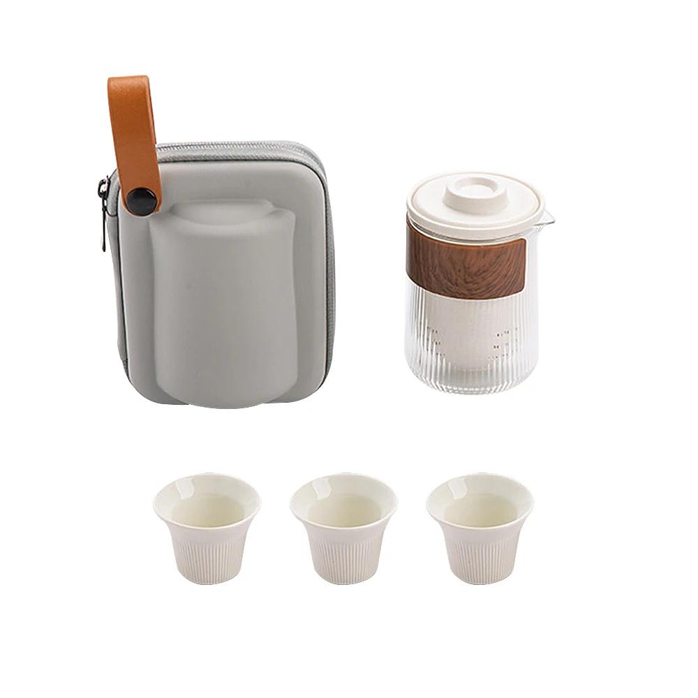 Teaset Teapot Traveller Teaware Ceramic Portable Sets with Carring Cases with Small Glass Filter Flower Set