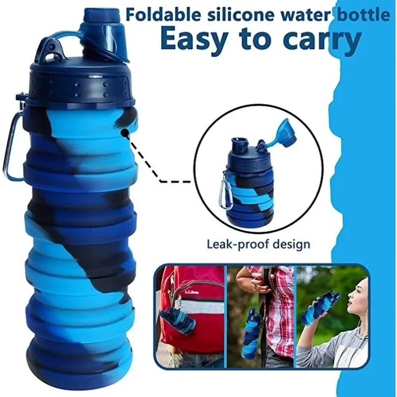 

Collapsible Water Bottles for Travel, Reusable Foldable Outdoor Gym Camping