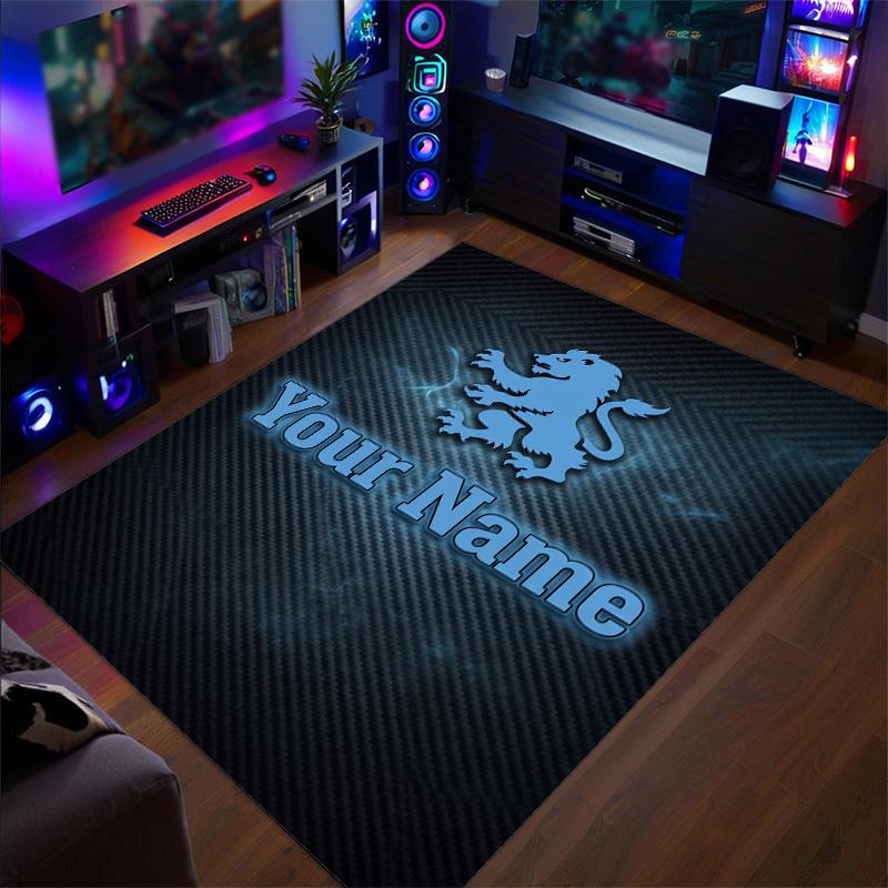 Crystal Velvet Rug Aston Villa Print Custom Name Text Floor Mat Home Decor