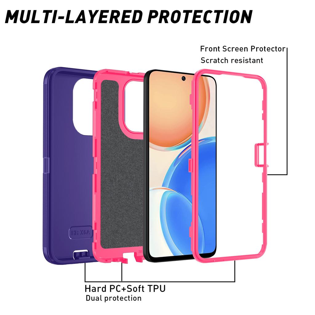 2024 New Three-in-One Tpu+pc Shockproof Protective Phone Bumper Case for Honor X5 Plus