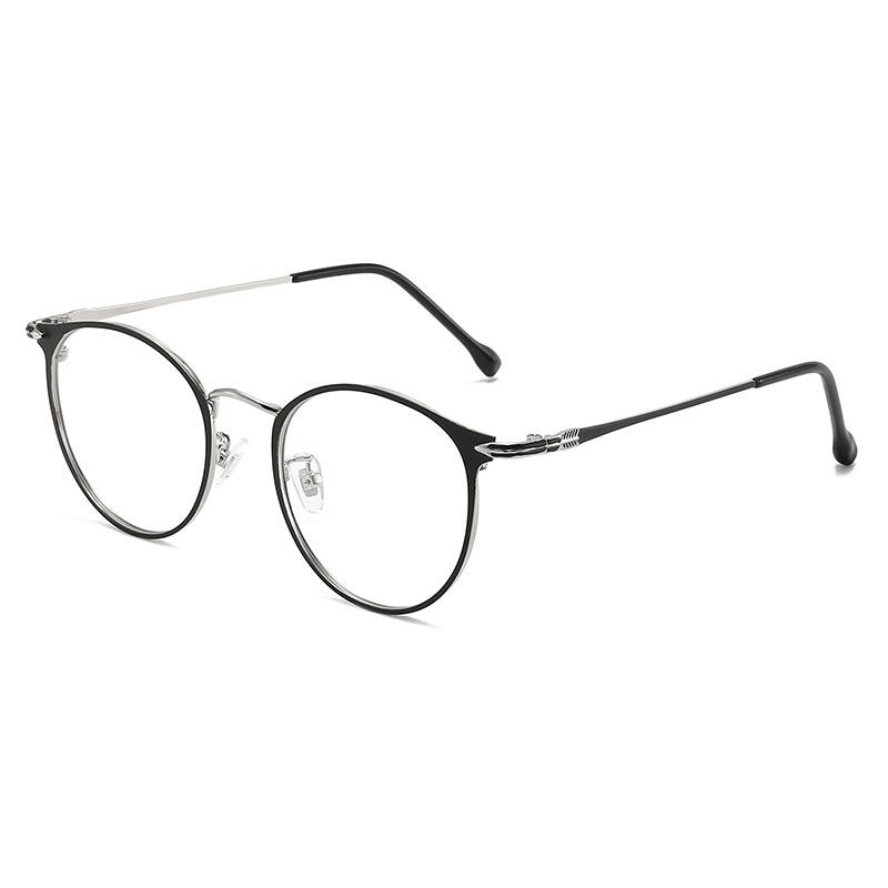 Arrow Flat Light Glasses Frame Men'S And Women'S Trend Retro Metal Eyebrow Frame Color-Changing Anti-Blue Light Glasses