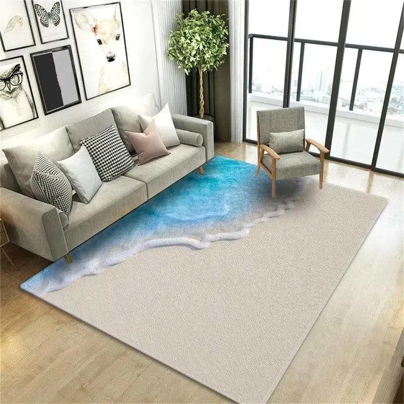 Beach Waves Printed Carpets for Living Room Kids Room Rug Kitchen Mat Floor Carpets Modern Entrance Mat Home Bathroom Rugs INS
