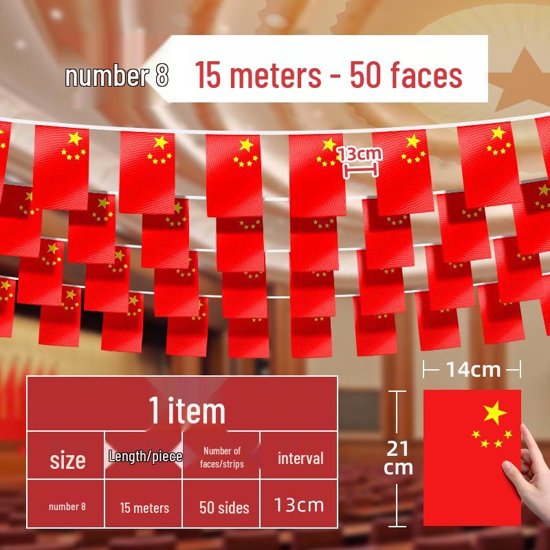 Free Shipping Five-Star China National Flag String for Decorations - Red Hanging Flags for National Day
