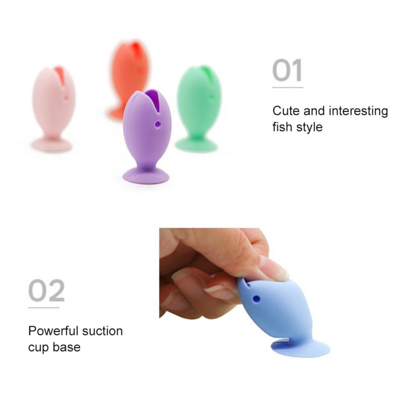 Suction Toothbrush Holder Portable Travel Cute Standing Traceless Tooth Brush Cover Fish Shape Silicone Suction Cup Bathroom Too
