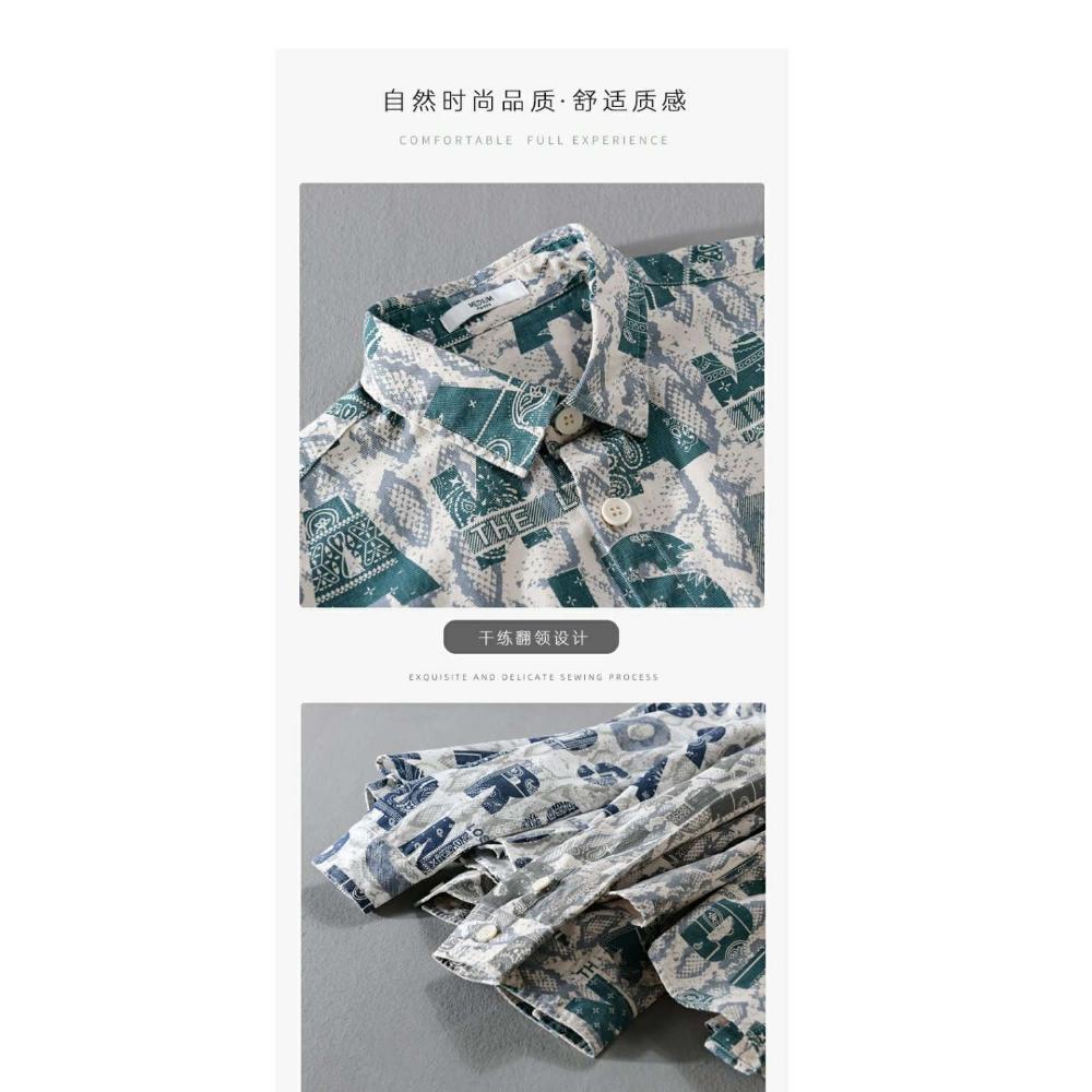 Japanese Letter Printed Personalized Lapel Shirt for Men Trendy and Cool Casual Long Sleeved Shirt Jacket Trendy