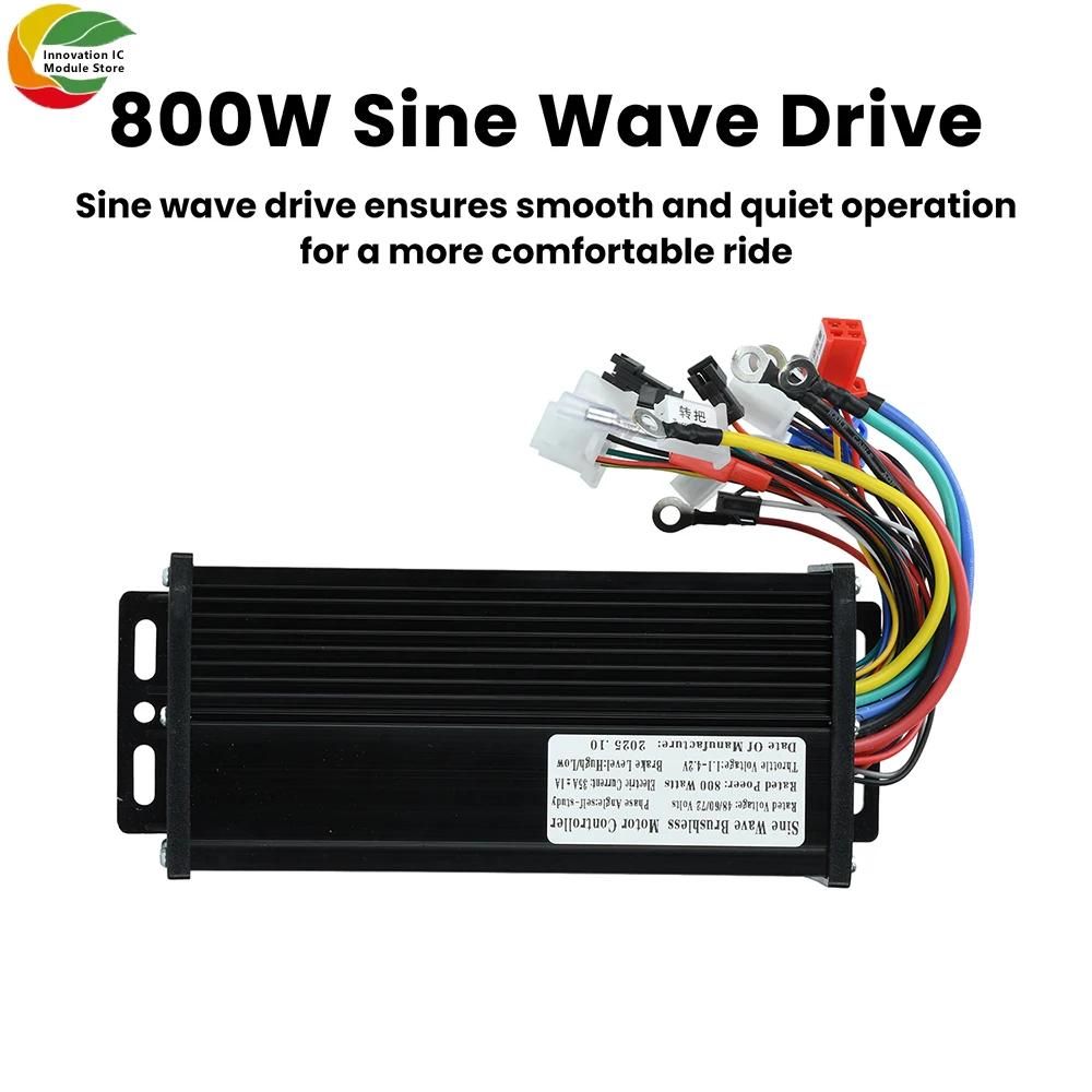 811W 18-71V Sine Wave Triple-Mode Silent Brushless Motor Controller for Electric Bikes Lithium Scooters Skateboards