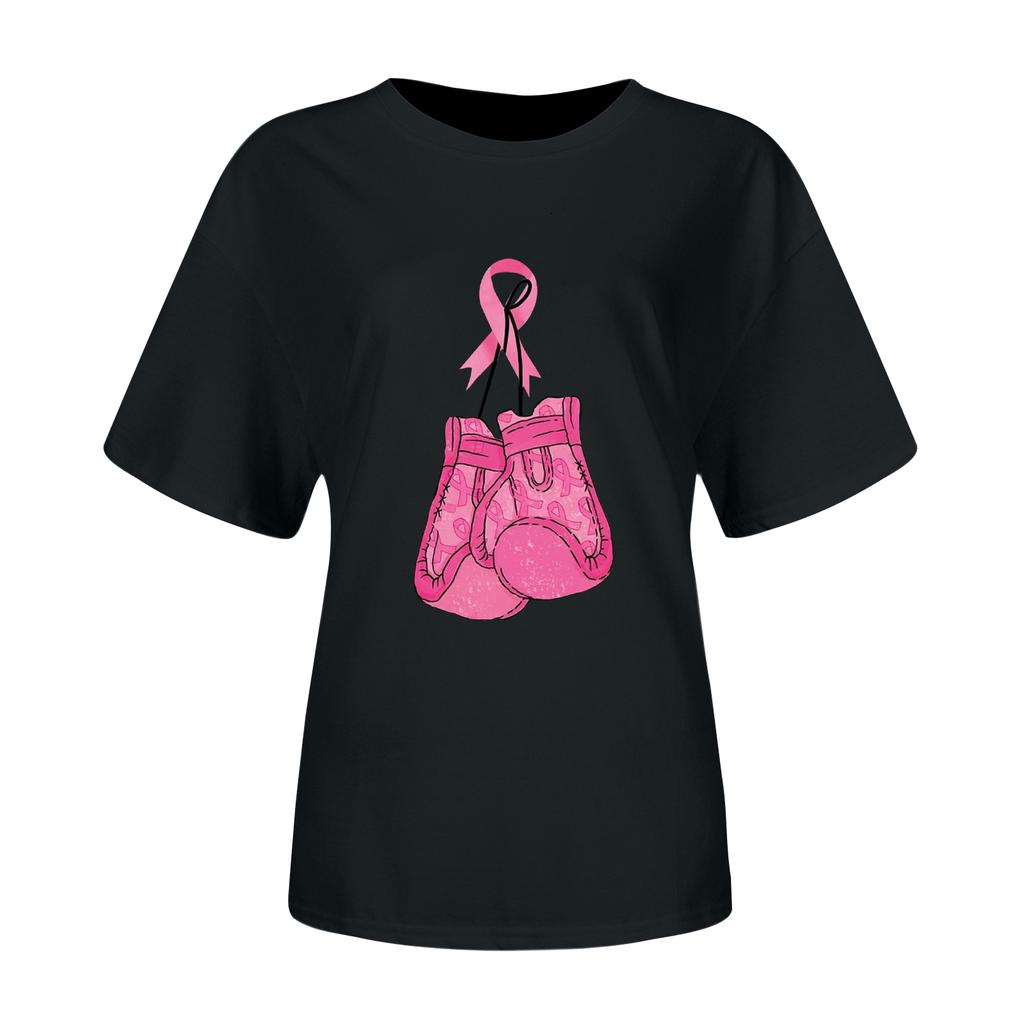 Women's Casual Halloween Breast Print T-Shirt Round Neck Pullover Short Sleeve Top