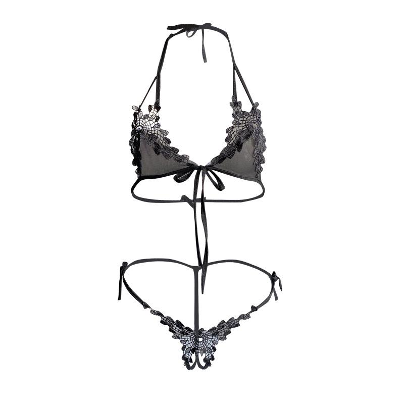 Lace three-point suit female sexy small breasts show big pure desire underwear cute pajama suit