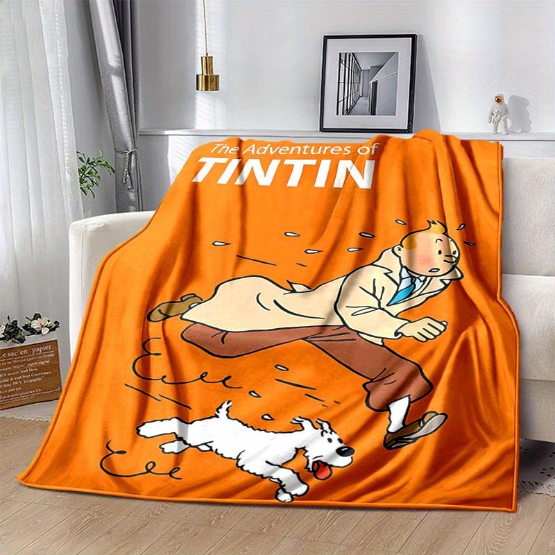 1 pezzo, Le avventure di Tintin: Un Accogliente Regalo per l'Arredamento della Casa, Camera da Letto, Soggiorno, Viaggio, Campeggio, Coperta per Auto, Spiaggia, Pisolino in Ufficio. Perfetto come Coperta da Divano