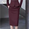 AD Ancora Women's Red Slim-Fit Round Neck Suit Jacket and Skirt Set - High-End Socialite Style for Professional Commute