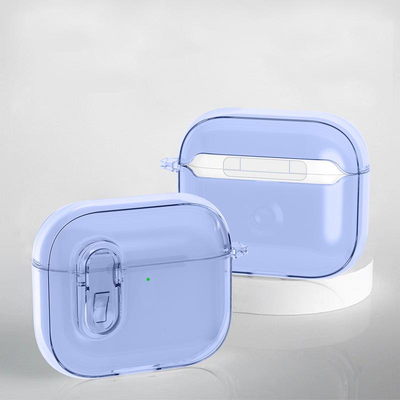 Translucent Crystal Wireless Earphone Case For Airpods Pro 3 2 for Airpods 4 3 Anti-fall Switch Lock Headphone Protective Cover