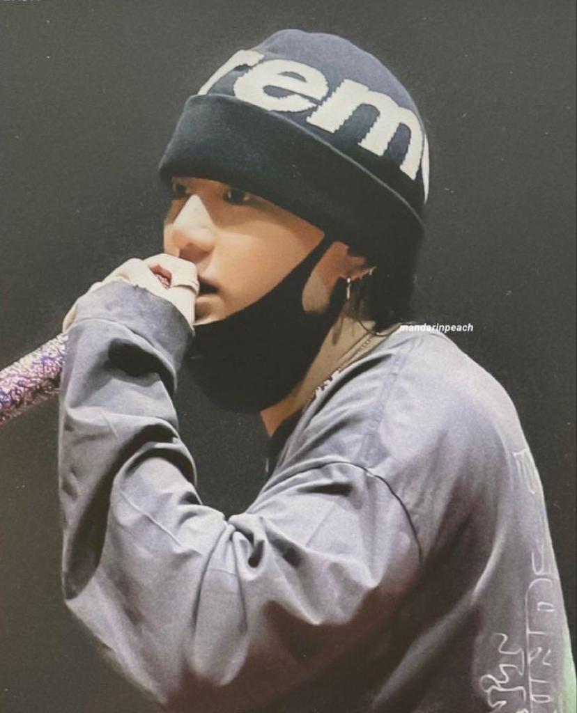[USED] Jungkook wearing a black Supreme Big Logo Beanie