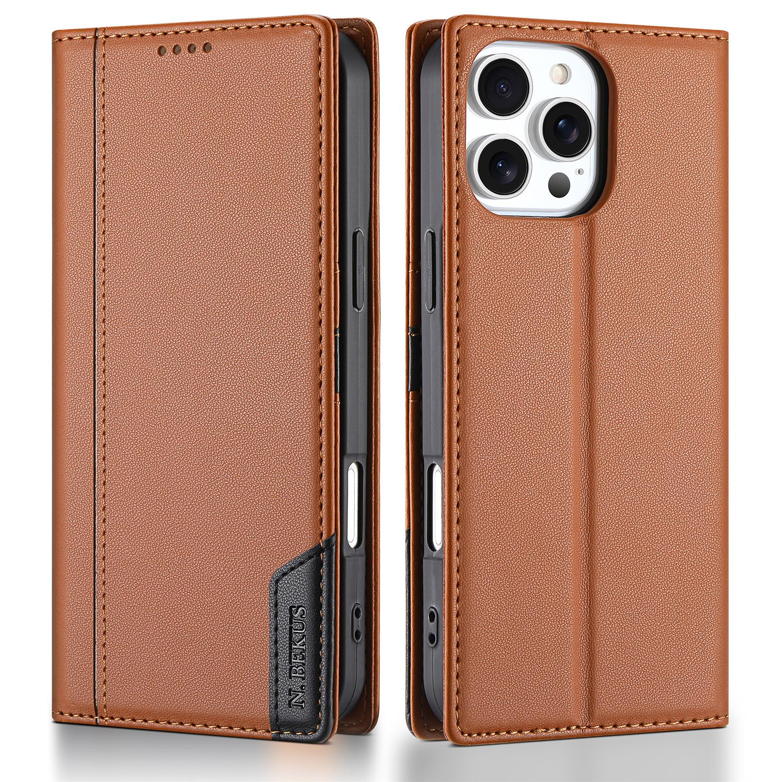 

Strong Magnetic Card Solt Wallet Leather Flip Case For iPhone 16 Pro Max 17 Plus 16E 15 14 13 12 11 RFID Bag Shockproof Cover iPhone 13 mini коричневый