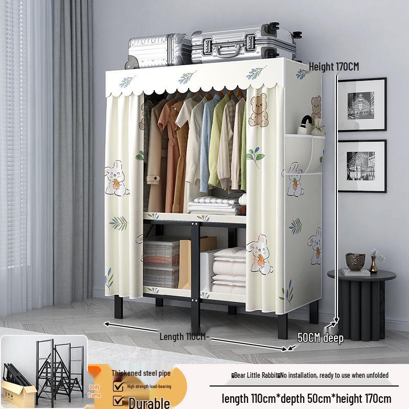 No-Assembly Wardrobe with Drawers: Foldable and Durable for Bedroom or Rental Room
