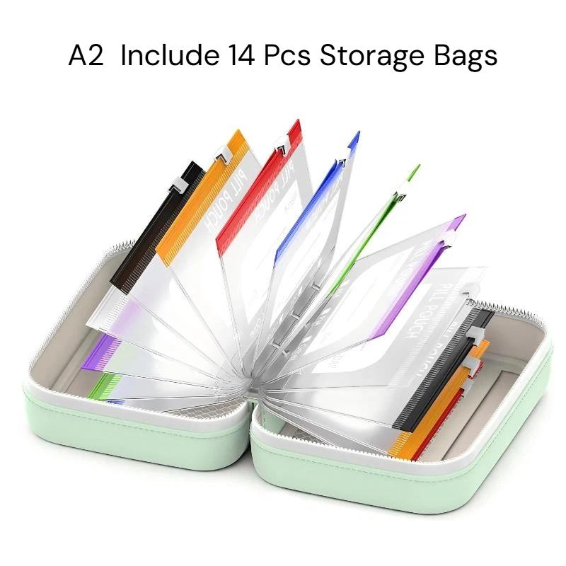 1 Set Writable Labels A8 Waterproof Pill Pouch Kit With 7/14 Color-Coded Pouches For Daily Medication Vitamins & Supplements