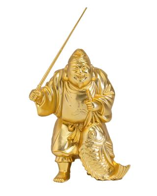 Sette Dei Fortunati della Fortuna Ebisu Buddista Hideun Makita Statua Originale Ornamento Rame di Takaoka (Placcato oro/Oro 24K) scultore modello_Buddha