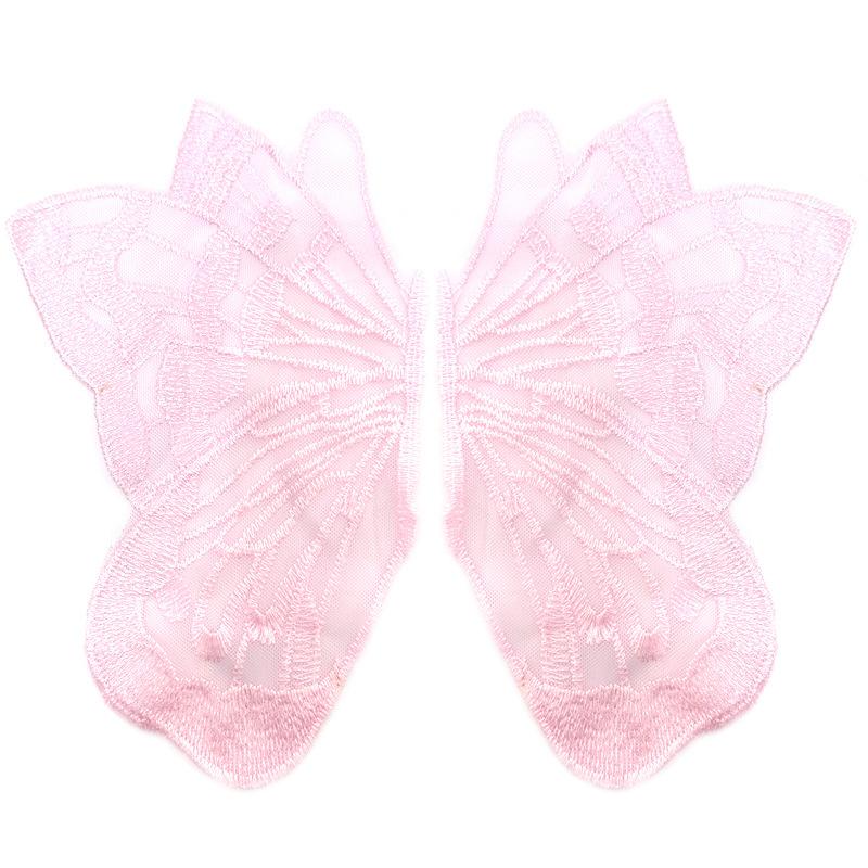 Spitzennetz-Stickerei Schmetterling-Aufkleber Beige zu Blumen transparentes Netz-Bodenstickerei DIY-Spitzenzubehör symmetrische Blumenteile