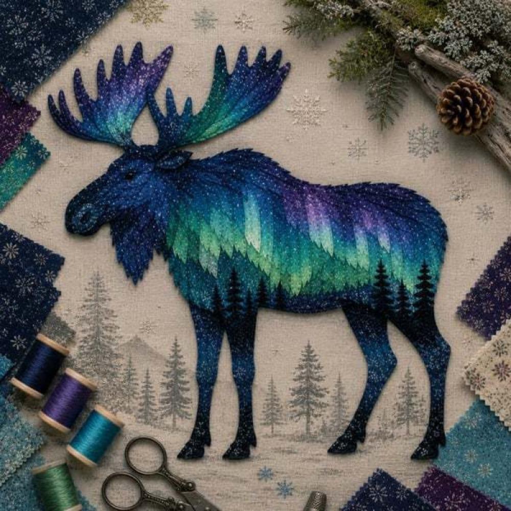 Handmade Patchwork Sewing Kit Starry Fabric Wildlife Craft Set Home Decor