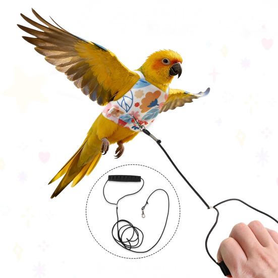 Çiçek Desenli Papağan Uçuş Giysisi Kuş Koşumu Güvenli Dış Mekan Yürüyüşleri İçin Uçuş Tasmalı Papağan Kıyafetleri Kakadu Sevgi Kuşu Kullanımı