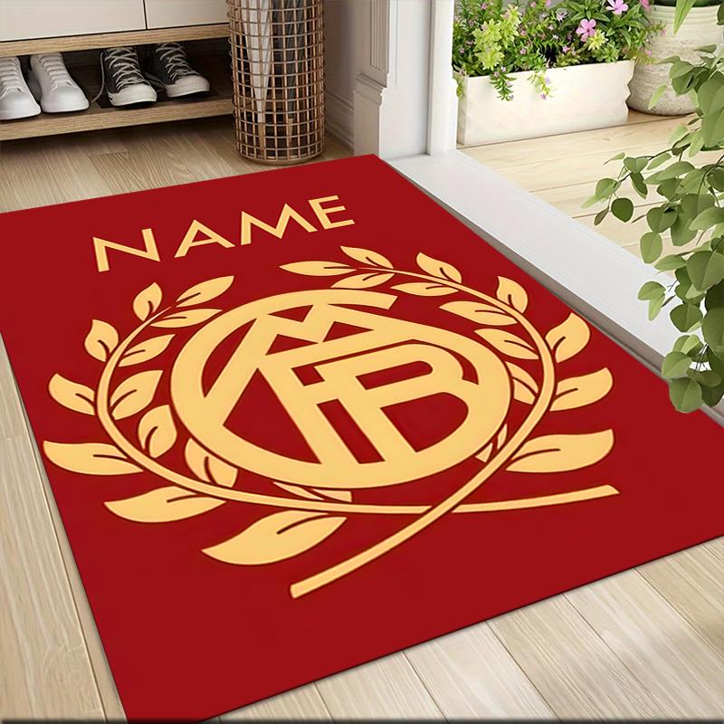 Custom Name Royal Soccer Team Crest Carpet Rug Customizable Soft Washable Anti-Slip Home Living Room Sofa Mats Personalized Rug. 0909209