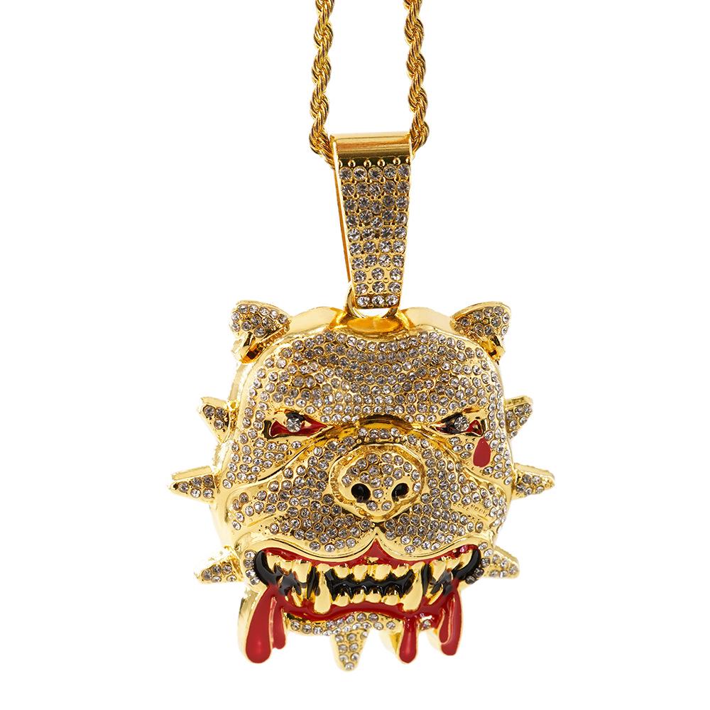 Trendy Bulldog Pendant with 5mm Rope Chain - Hip Hop Men's Necklace