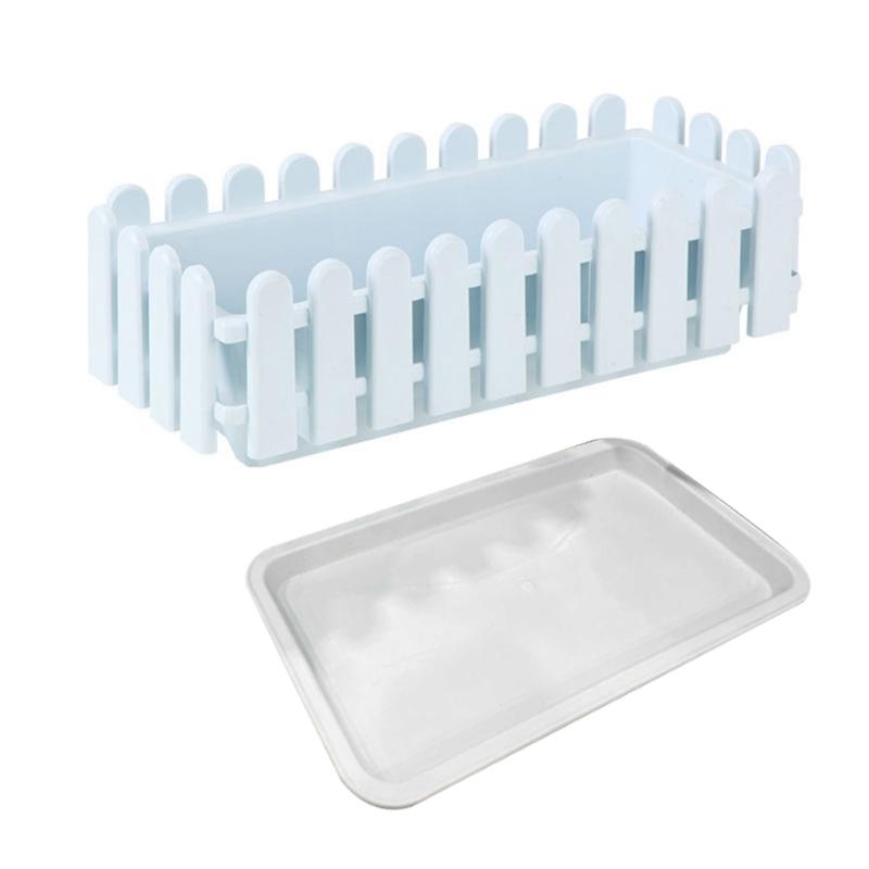 

Rectangular Plastic Fence Flower Pot for Outdoor Garden Plant Decorative Wall Planter Container Modern Accessories белый