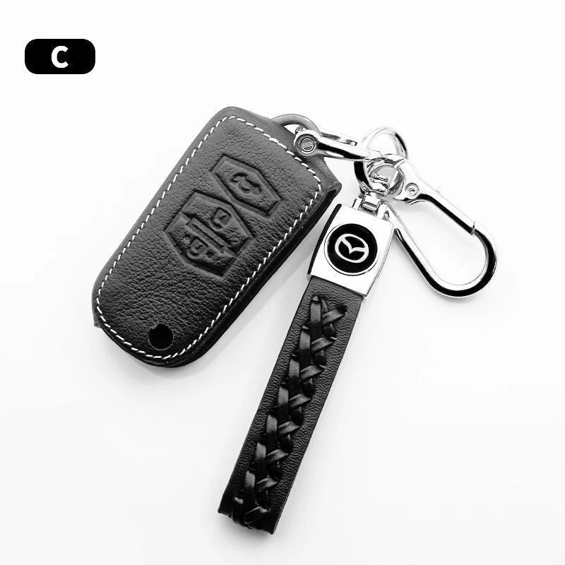 2025 Hot Leather Car Key Case Holder Key Cover Accessories For Mazda 3 6 Cx30 Cx9 Cx5 Cx8 MX5 MX30 X5 X9 S30 Key Cover Demio Ate