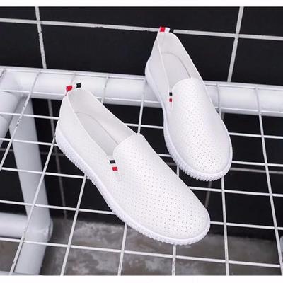 Women Sneakers White Flats Cut-Out Woman Loafers Pu Leather Slip On Shoes Low Heels Casual Shoes Espadrilles Ladies Shoes