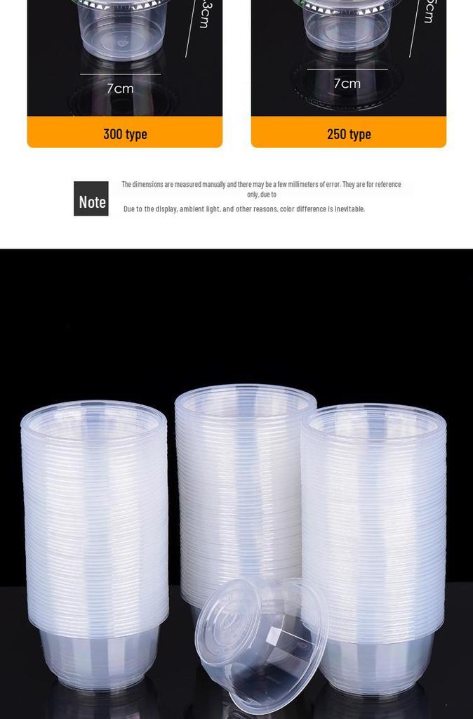 Food-Grade Disposable Round Plastic Bowl for Rice, Soup, or Dessert - No Lid