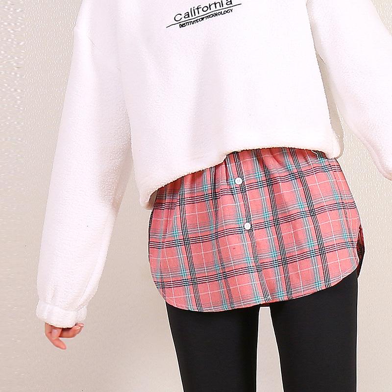 Plaid Layered Sweater Skirt for Women - Autumn/Winter Bottoming with Faux Hem To Cover Hips.