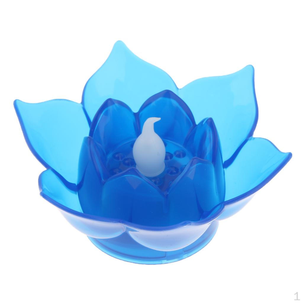 

Lotus Flower Figure Crafts Candle Holder Desk Top Ornament Buddhist 7 Colors Blue_as described