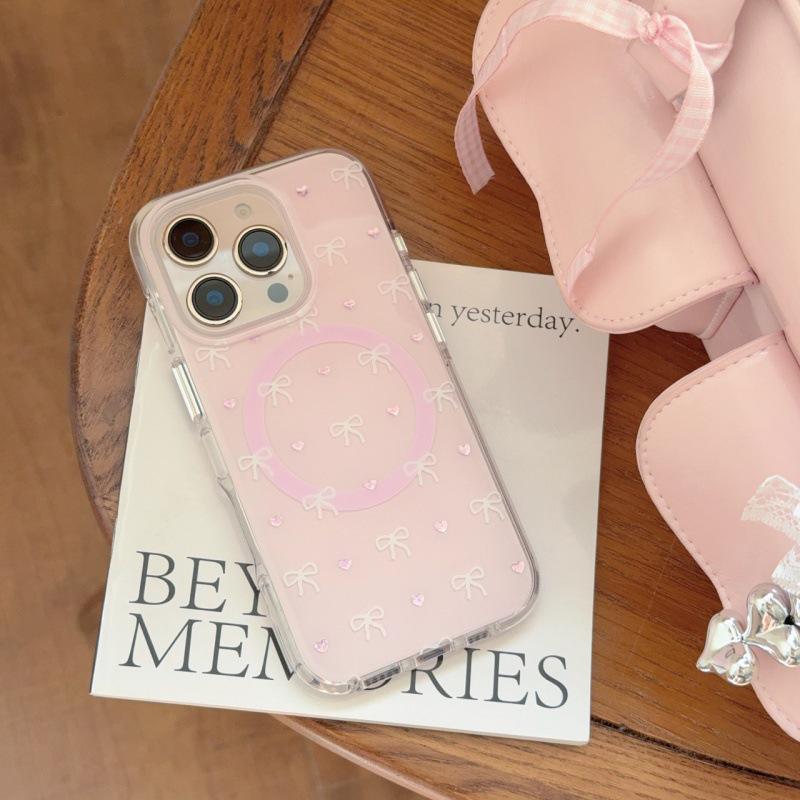 

Позолоченный розовый чехол-подставка с магнитным креплением в виде банта для iPhone 17 Pro Max, 16, 15, 14 iPhone 14 Pro Max