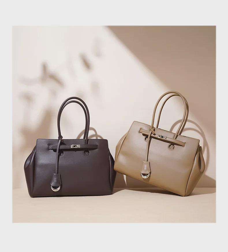 Damen-Aktentasche 2025 aus echtem Leder – Vielseitige Pendlerhandtasche mit großem Fassungsvermögen