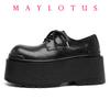 Fashion 2025 7cm High Platform New Thick Bottom Black Blood Series Derby Height Increasing Round Toe Casual Leather Shoes