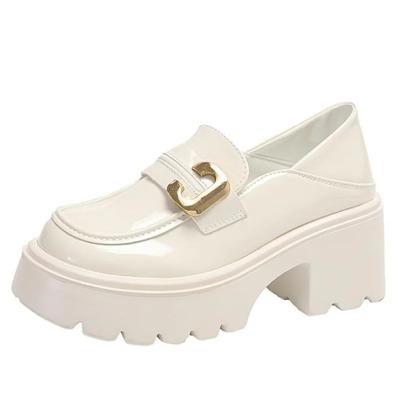 Fashion 7CM Loafer Shoes Ladies Spring 2024 New Genuine Leather Student Shoes Spring Autumn Female British Style Retro Casual Lazy Shoes