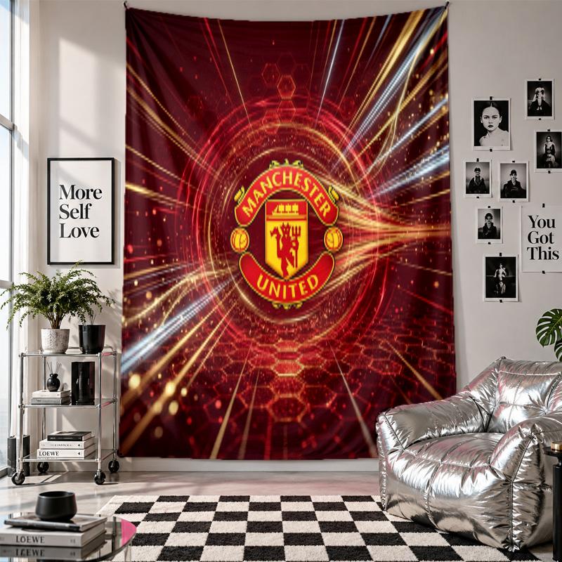 Tapisserie murale Manchester United Décoration d'intérieur Tissu à suspendre au mur pour chambre à coucher Salon Arrière-plan