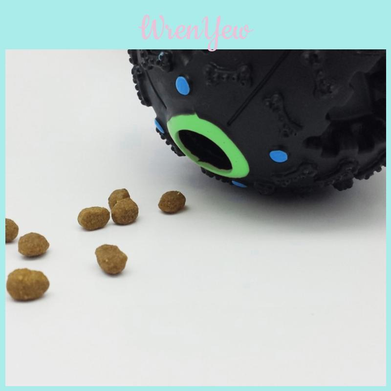 Durable Chew Resistant Dog Toy Enamel Rubber Squeak Ball With Treat Dispenser Puppy Training