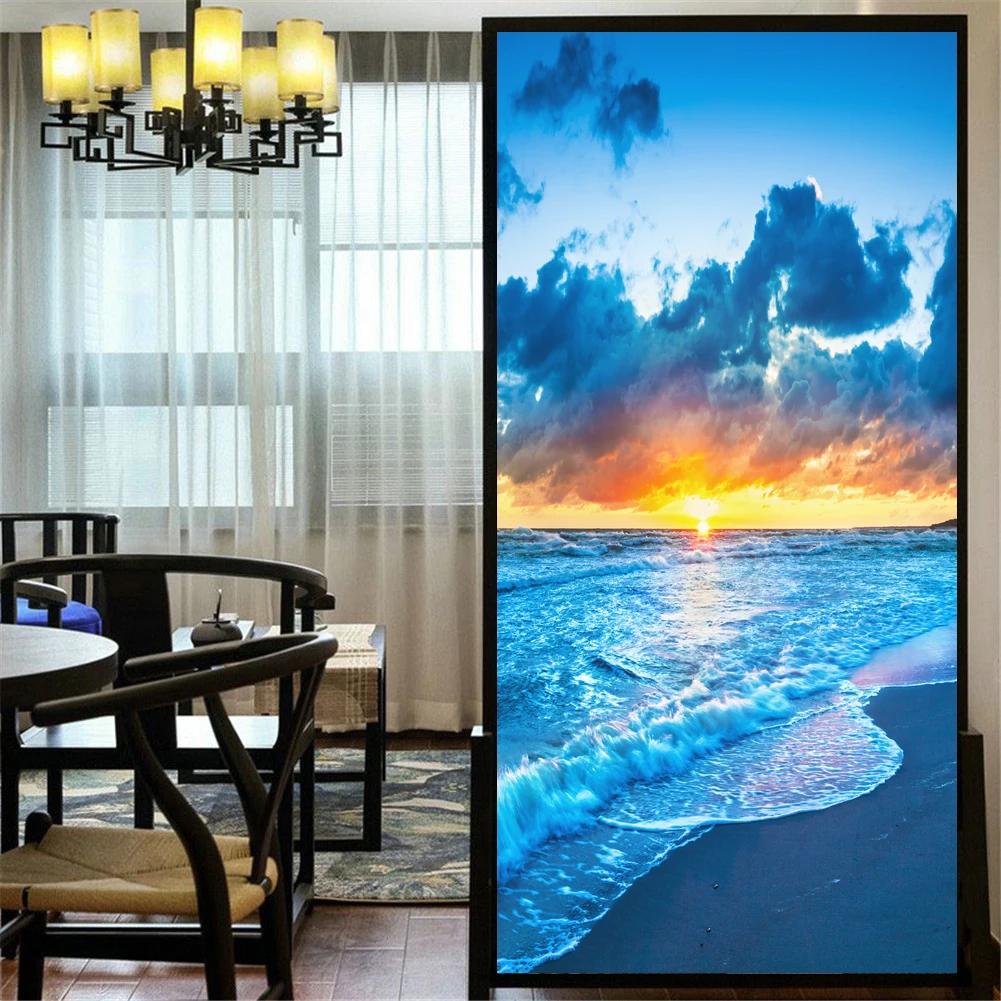 

Static Cling Privacy Window Film Decorative Beautiful Beach Window Coverings Window Sticker 90 (as the picture,40x60cm WxH)
