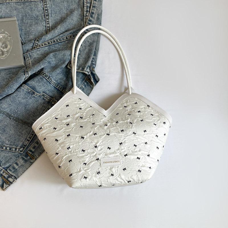 

Summer texture bow big bag women s new fashion commuter tote bag large capacity shoulder armpit bag