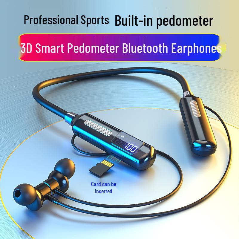 New Cross-Border Neckband Bluetooth Headset: Large Battery, In-Ear Sports, Wireless with Digital Display