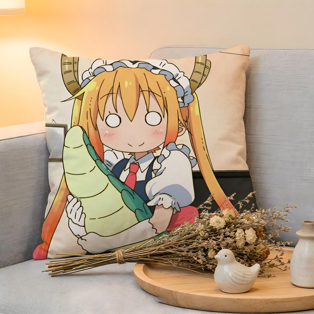 Cushion Cover Linen SkinFriendly Soft Decorative Case For Sofa Home Decor Miss Kobayashis Dragon Maid Pillow Cover