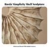 Modern Tabletop Decor | Textured Fluted Surface, Shell Sculpture with Base, Abstract Sculpture, for